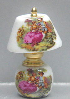 Dollhouse Miniature China/Brass Lamp - Fr. Couple